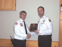 Alan Mayer Fire Chief of the Year,  New Haven Fire Dept. receives his award from Dean gilmore 2006 President of the ACFA. 
