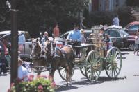 Turn of the century firefighting equipment of yesteryear leads the Vermont State Firefighters Convention parade on Sunday, July 29th in Middlebury. This years event was hosted by The Addison County Firefighters Association