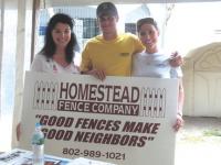 Homestead Fence Company enjoyed the Bordeau Bros. Equine Round Up day!  
L-R:  Alyce Foster, Jeremy Audet and his wife Sarah enjoyed meeting some old friends and new customers.