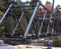 100-year-old bridge returns after being restored.
