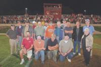25th & 50th Honored at Tiger Homecoming ‘07
MHS and MUHS Tigers from the past were honored on Friday night  10-05-07 at Doc Collins Field before a big crowd.
25th Anny Squad members in the front row include ; Larry Provencher,  Pat Shaw, Ricky Reaume and Steve Lamonde.
Behind the 25th are members of the 50th Anny Squad Members and they include; Don Keeler, Mike MacIntyre, Larry Duffany, Bill Birlawski, John Barrera, Don Burton, Bob Smith, Ken Burton, Dick Rouse, Dick Turner and Bob Ryan.  Dick Bullock was the Master of Ceremonies for the half time event. At right front Ann Baldwin class of 1950 was inducted into the MHS/MUHS Hall of Fame.