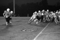 MUHS Fullback Sean Harrison #3 shakes off a tackle by BUHS defensive end Dylan Larabee #63 on route to a touchdown in the Tigers 28-0 rout of Brattleboro on 10-5-07 at Doc Collins Field.