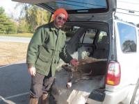    Andy Hutchinson of Leicester with the nice 5-pointer he shot opening weekend near his home.
   Andy is one of the few hunters who were able to connect with a legal buck in our area during the first week of the Vermont rifle Deer Season.  Hunters were finding it difficult to locate legal bucks with no snow and mild temperatures in the area.