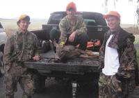 15-year old Pierre Laroche, son of Marc and Chris Laroche of Shoreham, was fortunate enough to bag his first buck during youth day 2007. This is the last youth season Pierre will be eligible to hunt, due to his age.  The 5-point 130 lb buck was taken with help from guides Gregory Raymond and JJ Mackey.