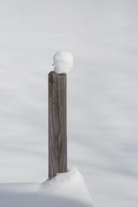 Gravity at work on a dock post near Proctor during a -9F morning in February.
