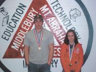 Students Tyler McNally (left) and Victoria Cousino (right) competed in the Vermont Skills USA Contests at the Vermont Air Guard in Burlington.  Tyler won the Gold medal (first place) in Diesel Troubleshooting and Victoria won the gold medal in Architectural Design.  They are now eligible to compete in the Skills USA National Contests in Kansas City in June.