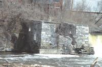 View from the Otter Creek driftwood area. Note the huge pipe in the shadow
on the left side, part of a bygone waterpower system.