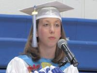 Valedictorian Katherine Jordan delivers her address to the 2000 in attendance.