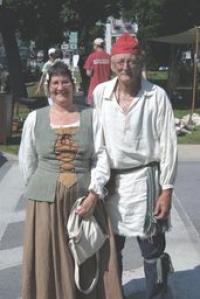 Members of Les Troupes de la Pointe a la Chevelure (Crown Point Troop Reenactors) in authentic period costuming add historical authenticity to the French Heritage Day celebration held in Vergennes on July 12th and 13th.