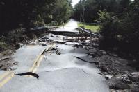 Vermont A.O.T. Officials and local town road crews will be busy repairing this section of the West Shore Road around Lake Dunmore near Brandbury State Park. Nearby Sucker Brook swollen by heavy rains earlier in the week ripped the road to shreds during a Wednesday morning downpour last week.