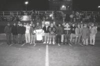 Members of the 1958 and 1983 MUHS football teams were honored during the annual homecoming football game on Friday night September 27th 2008.  
Members of those teams were in (58)  D. Burton, F. Foote, J. Wimett, J. Brown, J. Barrea, L. Duffany,  L.Blaise, J. Pratt, R, Ryan, M. MacIntyre, G. Cooke, J. Billings, D. Keeler, J.Quesnel, R. Smith, W. Bielawski, R. Turner, S. Emilo and D. Brooker. and in 
(83) M. Stuart, M.Laberge, D. McIntosh, B. Hinman, S. DeGray, G. Stanley, T.Burton. J.Munson, B. Young, R. Audet, K Ouellette, T. Sherman, S. Conn, J. Whitney, M.Gleason, K. Heinecken, P. Jette, R. Shackett, J.Gipson, C. Bell, J. Doria, D. Kerr, J.Bougor, T.Astor, T.Larocque, C. Burnham, J. Fifield, S. Farrel, M. Hendy, K. Cummings, K. Betourney, E. Lamourex and S. Myhre. S. Delray’s #82 Tiger football jersey was displayed by his fellow teammates at the halftime introduction as a gesture of solidarity in his memory.