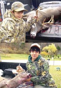 Jake and Luke Thompson, sons of Robert Thompson of Bristol and Summer Rivers of Vergennes, bagged a couple of nice bucks during this past Youth Hunting weekend.
It was Jake's (top) second deer as he scored a couple of years ago. It was Luke's (bottom) first deer. Vermont Youth Hunting Weekend was well attended in 2008.