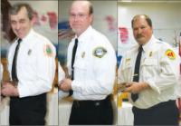 LtoR ACFA, Firefighter of the year John Baker, Fire Chief of the year Jim Larrow
and EMT of the year Mike Coyle were honored by their peers on Wednesday night
January 21st 2009.