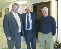 Senator Bernie Saunders with coprincipals
Ed Webbley and Peter Reynolds at VUHS.
