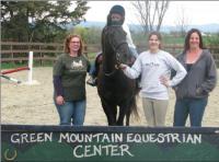 Always learning and always about horses! Green Mountain Equestrian Center is
open for business. Photographed by the sign are Jane Costello, Equine Phoebe, Rider:
Anna Hogan, Amanda Galenkamp and Jacki Galenkamp