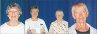 L to R: Mary Cauchon, over 7000 hours; Irene Denis and Jane Miller, over 5000 hours; Rebecca Huestis over 4000 hours