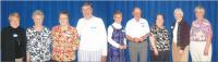 L to R: Sharon Saronsen, Lois Ann Skillings, Lydia Johnson, and Joan Greiner, over
500 hours; Carol Short, Albert Quesnel, Evelyn Quesnel, Fran Nelson, and Diana Cotter,
over 250 hours