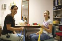 LtoR Occupational Therapist Michelle Checklick works with West Rutland High School Senior Marissa Smyrski a member of the TIPS program. Marissa says that she “enjoys the interaction with patients at RRMC,” and is contemplating a career in the health care industry after graduating from college.