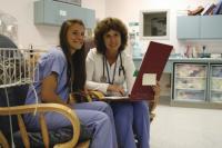 LtoR Sarah Hawkins, a Junior at Black River High School in Ludlow looks over notes and data with Mona Rickert R.N. at RRMC’s Newborn Nursery. Sarah says that she finds her TIPS experience “Amazing. I like it so much. The hands-on interaction is very special for me.” TIPS Program Coordinator Cathy Pratico R.N. introduced The Valley Voice to this exceptional program.