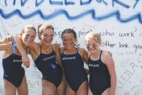 The Middlebury Girls 11-12 200 Medley Relay team won their heat and placed 8th overall at the Vermont Swim Association Championship meet held at the Upper Valley Aquatic Center in White River Junction. Middlebury placed 2nd in Division II and pulled in an impressive 5th place overall finish with 38 swimmers competing. Pictured above from left to right: CC White, Shiloh Solomon, Reubie Bolton, Harriet Milligan. 