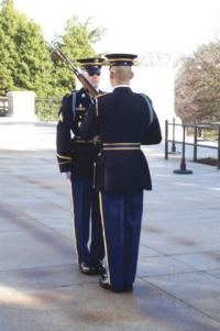Taken by VUHS history students in Washington DC last year, the guard at
the Tomb of the Unknown Soldier will be one of many sites around the
country where special Veteran's Day ceremonies will be held.
