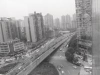 View of the city of Chongqing from hotel window.