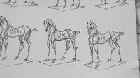 Sketched in a series and with an internal rhythm, these Renaissance war horses begin to take shape on the page.