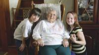 With a sharp mind, busy hands and a warm heart, Cecile Booksa-Blaise waits out the latest Winter Blizzard with two of her great grandchildren Nathan, age 10 and Ashley age 12 by knitting, visiting and sharing memories of snowy seasons gone by.