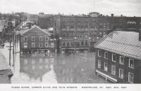 Flood corner of State and Main Street in Montpelier, Vt. 
