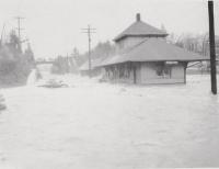 The train station in Proctor, Vermont floods as the river passes through the main streets of town.
