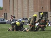 Firemen drag a “victim” during a skills exercise at ACFFA Muster on Saturday June 18, 2011. VUHS was the site of this year’s event and was well attended.