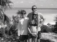 Charlie, Meg and Mary Langworthy after a row/ swim/ hike on Shroud Cay, in the Exumas in the Bahamas.