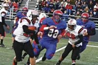 Marshall Hastings Carrying the ball. He scored the only Middlebury touchdown of the game. 