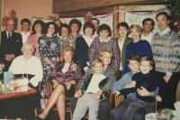 Seen here second from the left on her 60th birthday, Harriet thrived on mixing long work days with evenings of fun and dance. Working in outfits that matched were a trademark and to this day Harriet loves colors and fashion as much as cranes.