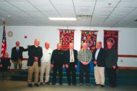 Dave Van Vleck, Roger Desabrais Sr, Jim Davignon, Mel Stearns, Bob Cyr, Tony Neri,Tom Broughton, received their 40 year pins for a combination of 280 years of community service from the Middlebury Lion’s Club.  
The Middlebury Lions Club remains at the forefront of community fundraisers and civic action in our region.