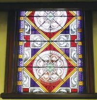 Students from the World Cultures classes who were studying the stained glass windows all linked this particular window at Saint Peter's Church in Vergennes to those they saw on videos of cathedrals in Europe. Many commented on the rays of colored light shining in and the impact it made on the people there.