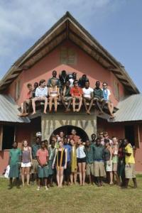 Ten students from Vergennes Union High School with 19 students and faculty members of the Trinity Yard School in Cape Three Points, Ghana. This is a shot from the backside of the school.