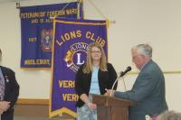 New Vergennes Lions Club King Lion Shannon Aktins and her newly elected slate of officers take up the challenge.