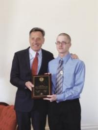 Boys & Girls Club Youth of the Year Jesse Whitney and VT Governer Peter Shumlin.