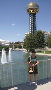 Debra Brown holds her second place trophy from the 2012 World Championships in hosreshoe pitching. The family will once again be at the World Championships this week in Utah looking to have fun and win more title for Vermont.