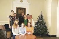 Bringing some of the joy of the season to those who serve, this group of teens traveled to the White River Veteran’s Hospital to decorate trees, wreaths and hallways. Seen here are (Back row) left to right: Sophia Parker, Cassi King, Nathan Unger, Kim Eno, Pamela Taylor, Dawn Marzalkoswski. (Front) left to right : River Hoffman, Alyse Beauchemin and Courtney Morin.