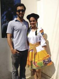 Nydelis Ortiz stands with her Peace Corp site mate (who left in October) dressed in traditional attire from the Cajamarca region of the Peruvian Andes for a parade she was in. 