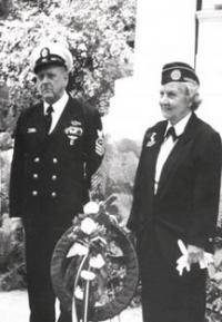Bill Larrabee and May Fay stand at the wreath commemoration ceremony during the Memorial Day festivities.