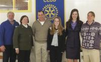 pictured above are Vergennes Rotary President Tony Panella, Middlebury Rotary President Nancy Foster, Middlebury Sophomore Makayla Foster and her father, VUHS sophomore Emily Martin and VUHS teacher Sandy Chicoine.