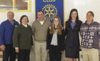 pictured above are Vergennes Rotary President Tony Panella, Middlebury Rotary President Nancy Foster,   Middlebury Sophomore Makayla Foster and her father, VUHS sophomore Emily Martin and VUHS teacher Sandy Chicoine.