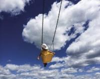 Off we go into the wild blue yonder! The joy of a summer day and a swing!