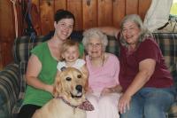 Four generations strong, Eleanor Pratt’s family is the light of her life and her joy! Seen here with Eleanor are daughter Ellen, grand daughter Sara and great-grandchild number 9 Nova!