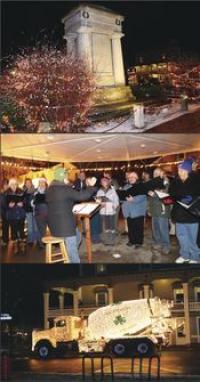 Whether it was the fun of the SD Ireland truck decked out with lights, the songs or the snow, people gathered to see the Lighting of the Park in Vergennes and to hear the beautiful songs of the Addison County Gospel Choir.