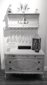 Handmade Wine and Stemware rack and refinished antique dresser by Majken’s father, Mike Thomas (this piece was used in Majken & Josh’s wedding as a candybar) 