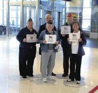 Greeting students arriving at Indianapolis International Airport for the 2015 Oratorical Competition.